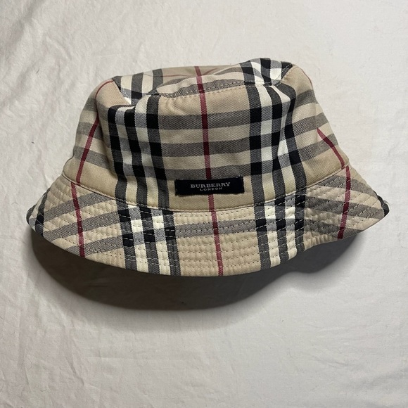 Burberry Plaid and Black Leather Reversible Hat - Picture 1 of 3
